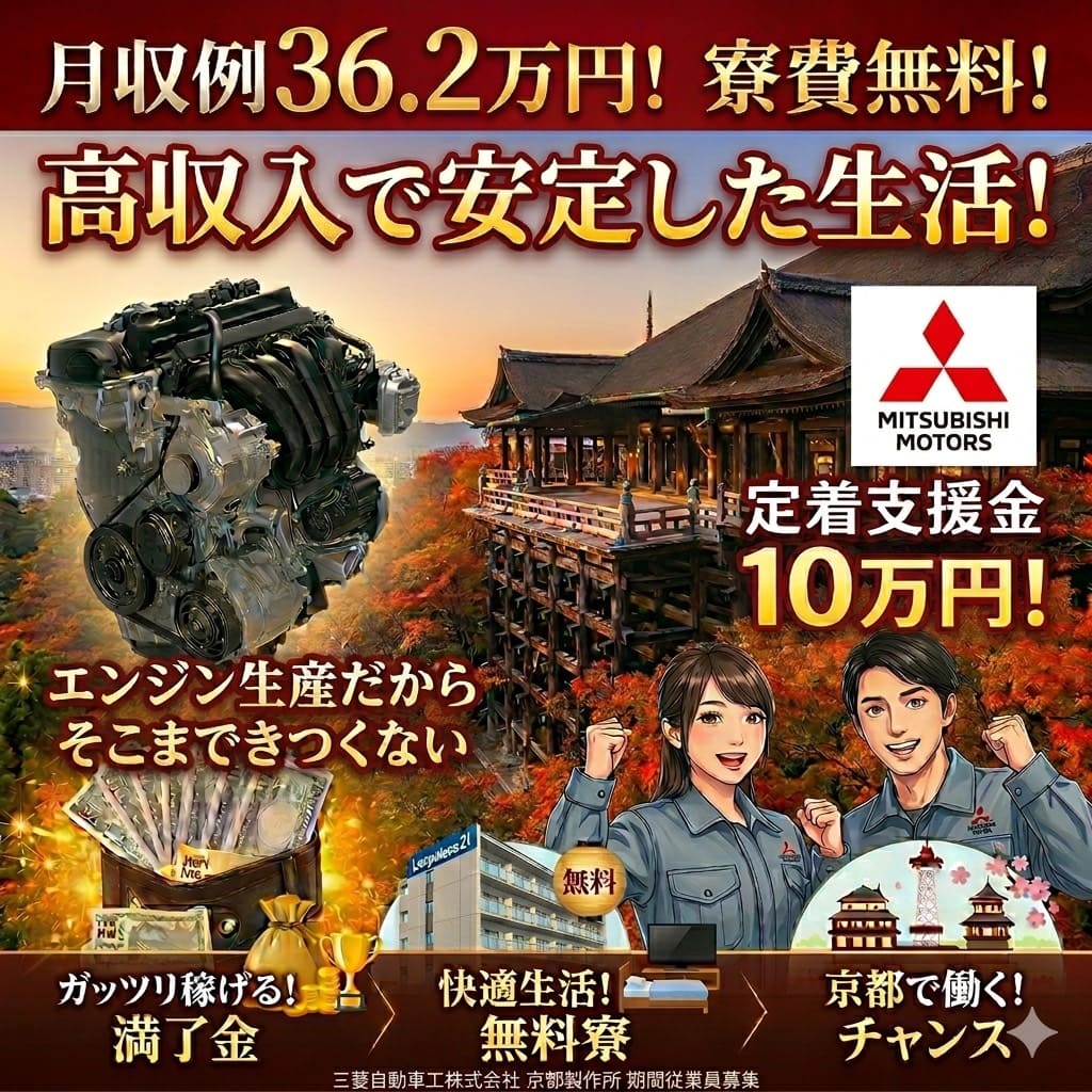 三菱京都製作所の期間工の待遇