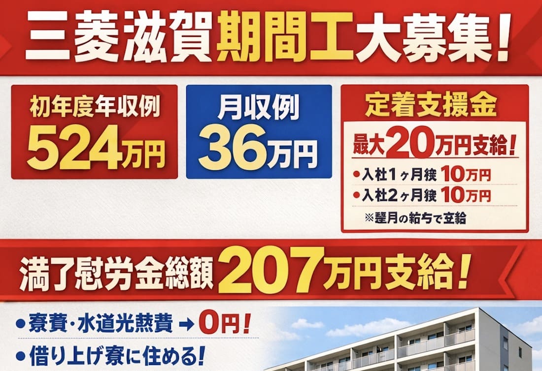 三菱滋賀期間工の求人特徴